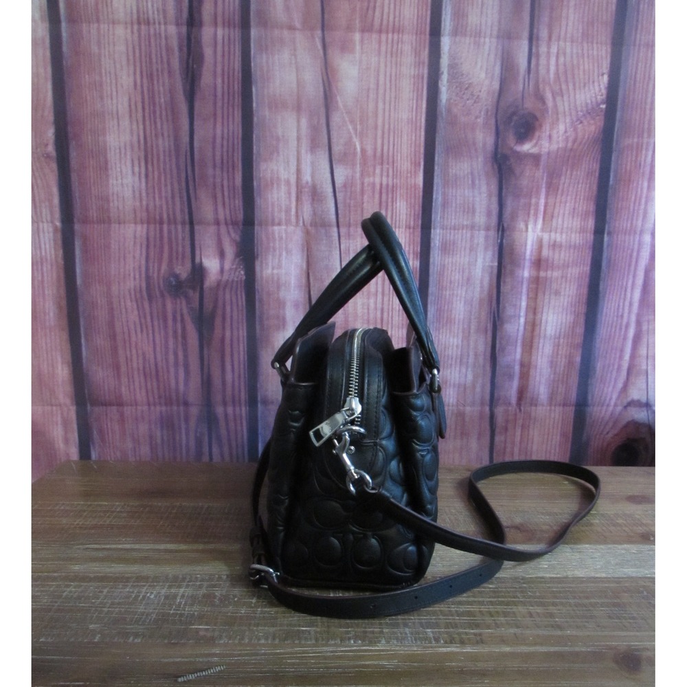 Coach Mini Darcie Carryall Black Brown Nappa Leather Crossbody Bag CM050‎ - Picture 9 of 11